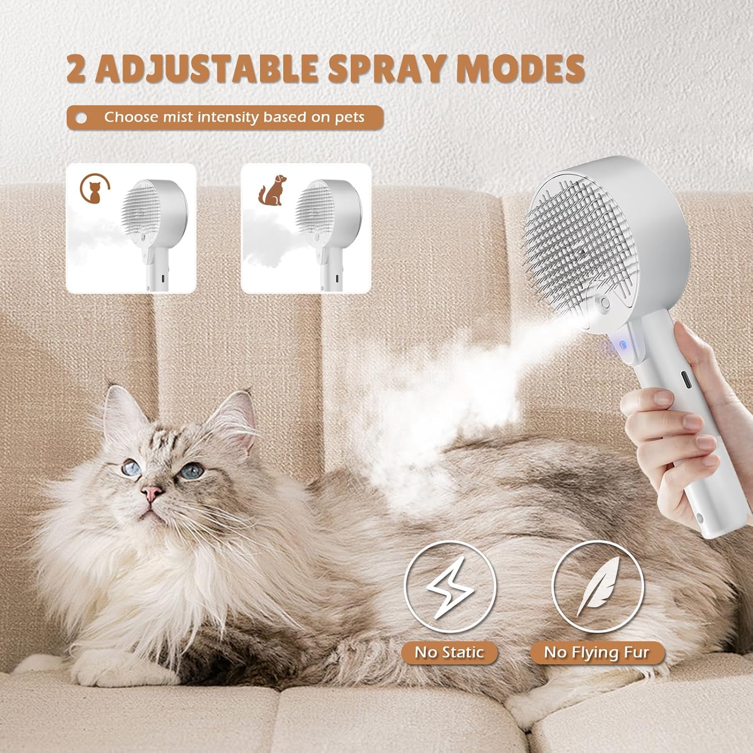 Cat Steam Grooming Brush – Defur & Massage Spray Comb
